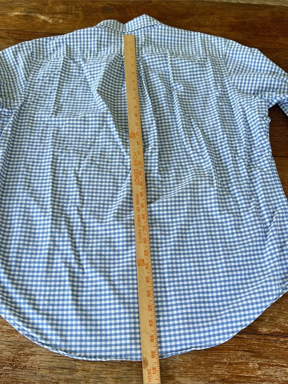 Polo Ralph Lauren Classic Fit Gingham Button Down Shirt Blue White XL Flaw Stain